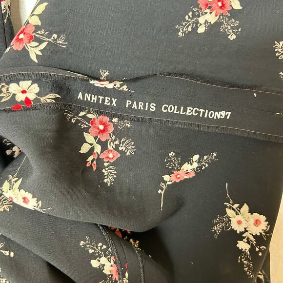 Vintage Paris Collection Floral Black Midi Dress Bow Back - Picture 5 of 5